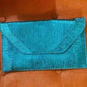 Turquoise Metallic Clutch Bag